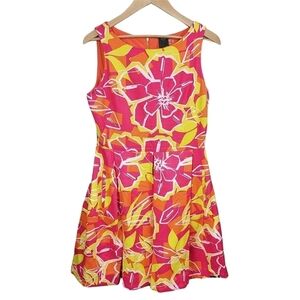 TAYLOR Floral Pleated Sleeveless Dress Size 8